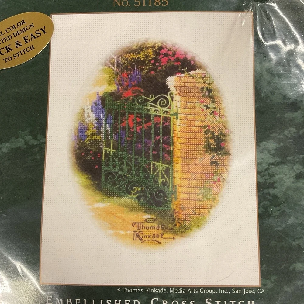 Candamar Design Thomas Kinkade Spring Gate Green Counted Cross Stitch Kit 51185